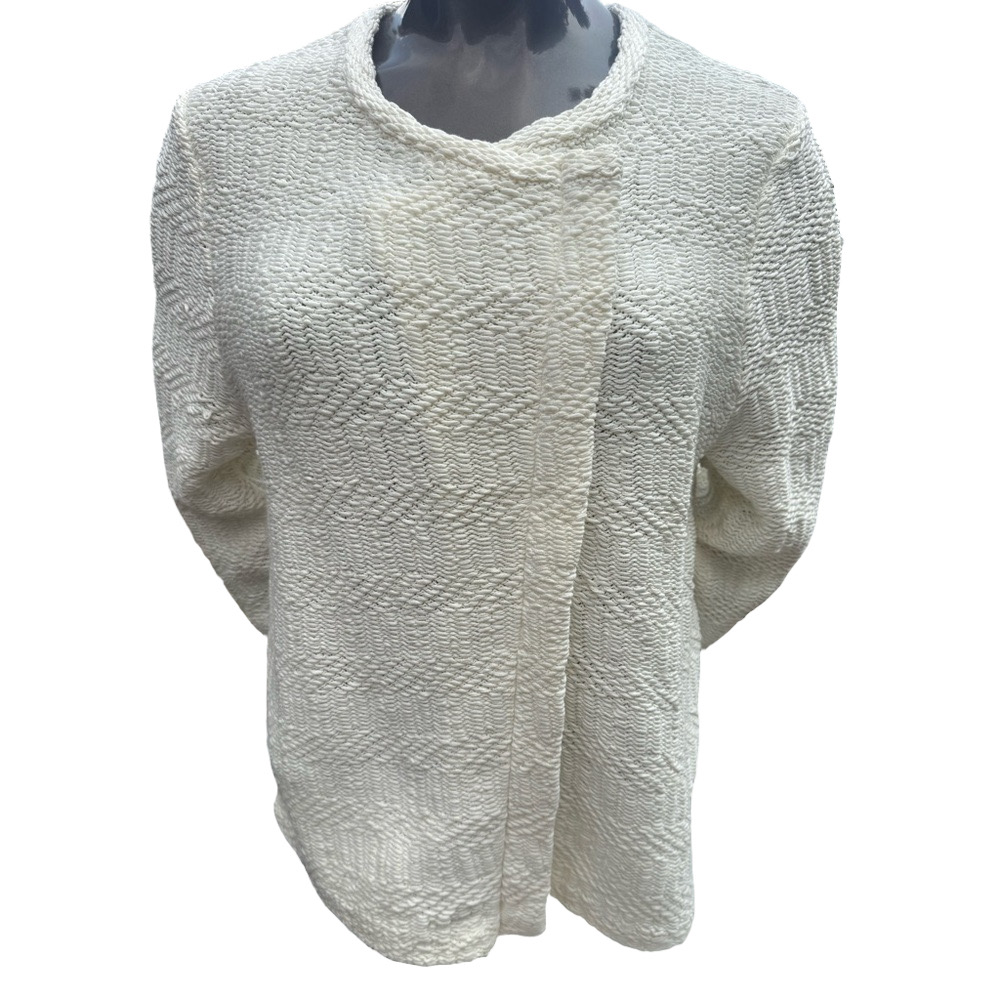 Ann Taylor Loft Zip Up Ivory sweater jacket EA110